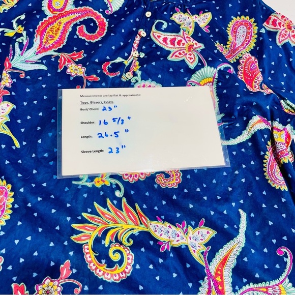 TALBOTS BAND COLLAR POPOVER - TWINKLE PAISLEY SIZ XL - Picture 11 of 13